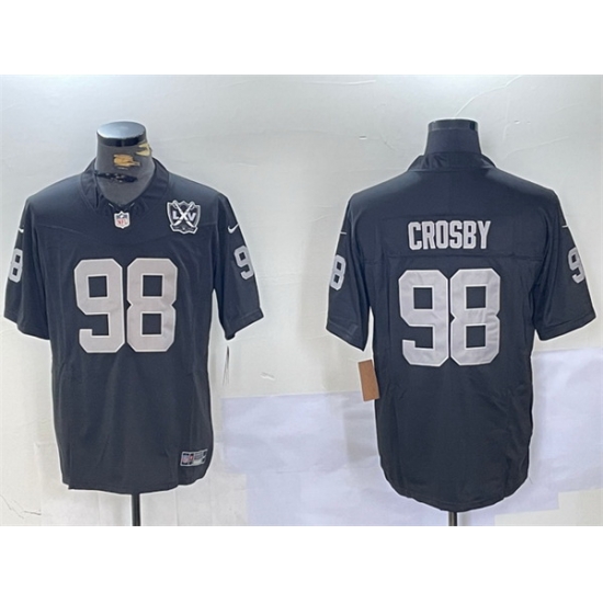 Men Las Vegas Raiders 98 Maxx Crosby Black 2023 F U S E 65th Anniversary Patch Vapor Untouchable Stitched Football Jersey Men Las Vegas Raiders 98 Maxx Crosby Black 2023 F U S E 65th Anniversary Patch Vapor Untouchable Stitched Football Jersey