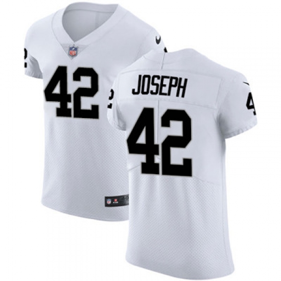 Men Nike Raiders #42 Karl Joseph White Stitched NFL Vapor Untouchable Elite Jersey Men Nike Raiders #42 Karl Joseph White Stitched NFL Vapor Untouchable Elite Jersey