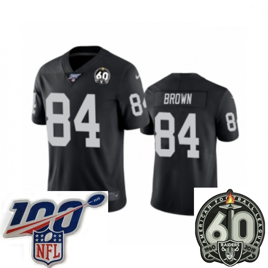 Men Oakland Raiders #84 Antonio Brown Black 60th Anniversary Vapor Untouchable Limited Player 100th Season Football Jersey Men Oakland Raiders #84 Antonio Brown Black 60th Anniversary Vapor Untouchable Limited Player 100th Season Football Jersey