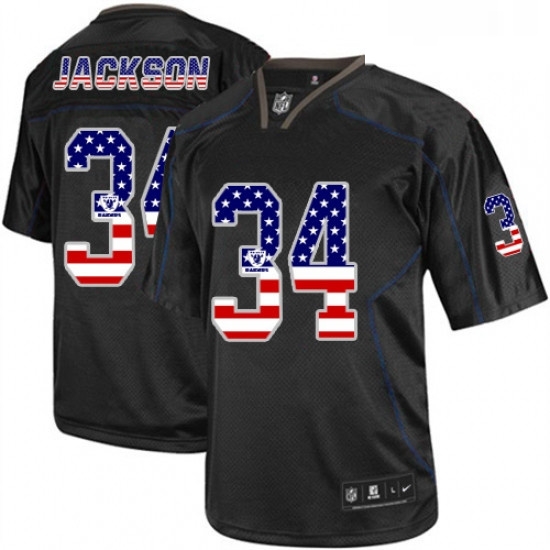 Mens Nike Oakland Raiders 34 Bo Jackson Elite Black USA Flag Fashion NFL Jersey Mens Nike Oakland Raiders 34 Bo Jackson Elite Black USA Flag Fashion NFL Jersey
