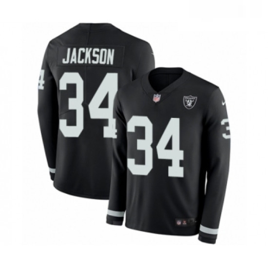 Mens Nike Oakland Raiders 34 Bo Jackson Limited Black Therma Long Sleeve NFL Jersey Mens Nike Oakland Raiders 34 Bo Jackson Limited Black Therma Long Sleeve NFL Jersey