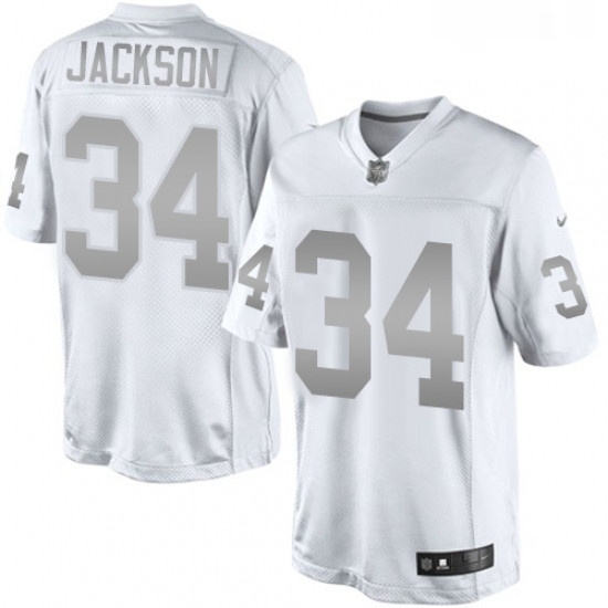 Mens Nike Oakland Raiders 34 Bo Jackson Limited White Platinum NFL Jersey Mens Nike Oakland Raiders 34 Bo Jackson Limited White Platinum NFL Jersey