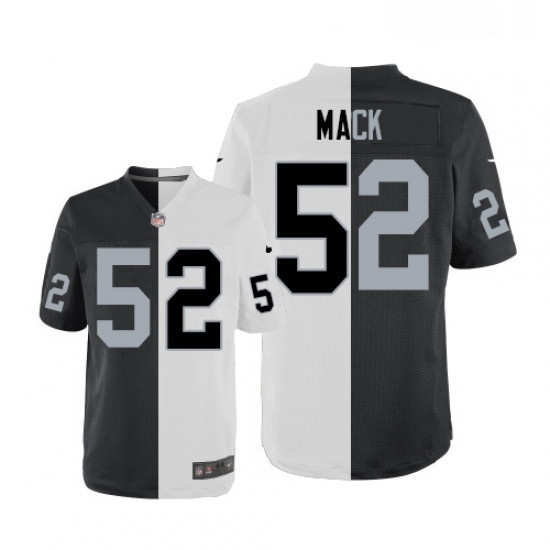 Mens Nike Oakland Raiders 52 Khalil Mack Elite BlackWhite Split Fashion NFL Jersey Mens Nike Oakland Raiders 52 Khalil Mack Elite BlackWhite Split Fashion NFL Jersey