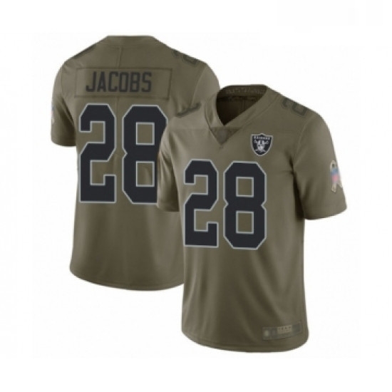 Mens Oakland Raiders 28 Josh Jacobs Limited Olive 2017 Salute to Service Football Jersey Mens Oakland Raiders 28 Josh Jacobs Limited Olive 2017 Salute to Service Football Jersey