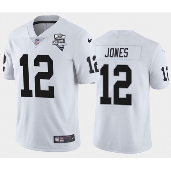 Men's Oakland Raiders White #12 Zay Jones 2020 Inaugural Season Vapor Limited Stitched NFL Jersey Men's Oakland Raiders White #12 Zay Jones 2020 Inaugural Season Vapor Limited Stitched NFL Jersey
