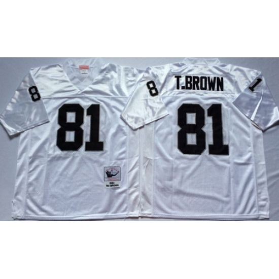 Mitchell And Ness Raiders #81 tim brown White Throwback Stitched NFL Jersey Mitchell And Ness Raiders #81 tim brown White Throwback Stitched NFL Jersey