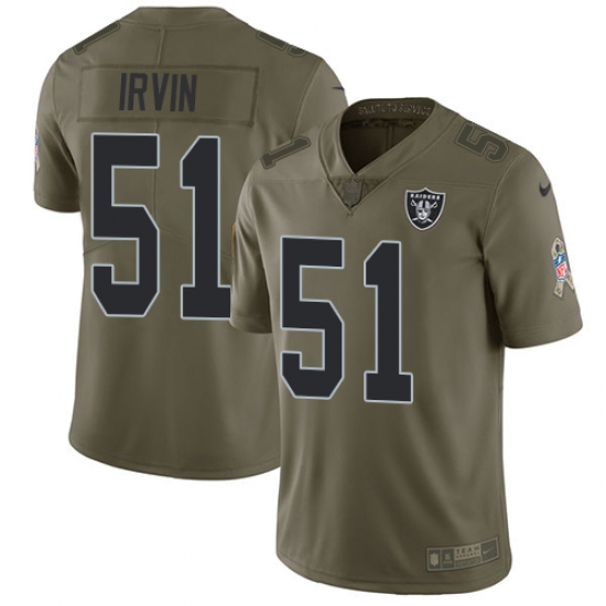 Nike Raiders #51 Bruce Irvin Olive Mens Stitched NFL Limited 2017 Salute To Service Jersey Nike Raiders #51 Bruce Irvin Olive Mens Stitched NFL Limited 2017 Salute To Service Jersey