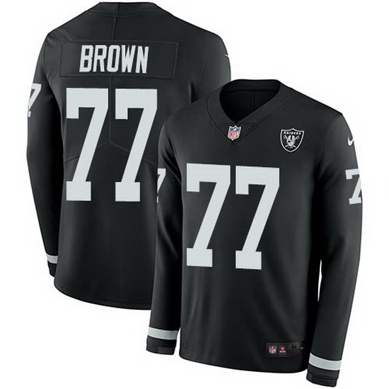 Nike Raiders 77 Trent Brown Black Team Color Men Stitched NFL Limited Therma Long Sleeve Jersey Nike Raiders 77 Trent Brown Black Team Color Men Stitched NFL Limited Therma Long Sleeve Jersey