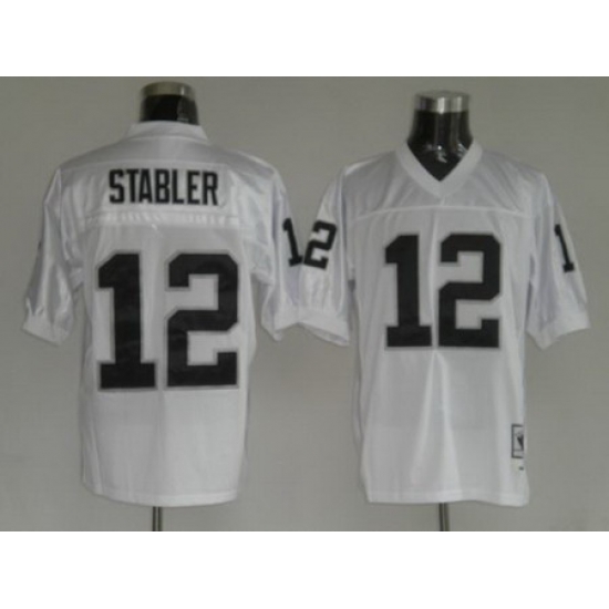 Oakland Raiders 12 Ken Stabler White throwback Jerseys Oakland Raiders 12 Ken Stabler White throwback Jerseys