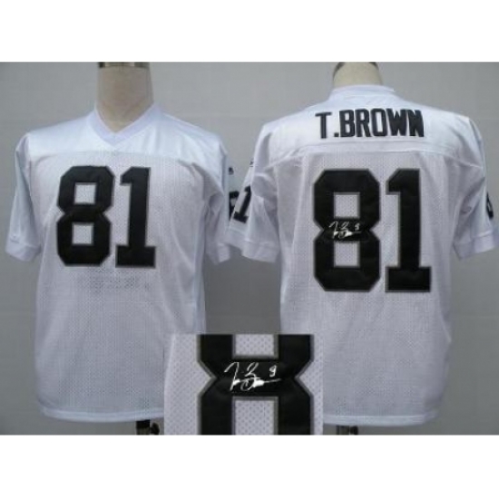 Oakland Raiders 81 T.Brown White Throwback M&N Signed NFL Jerseys Oakland Raiders 81 T.Brown White Throwback M&N Signed NFL Jerseys