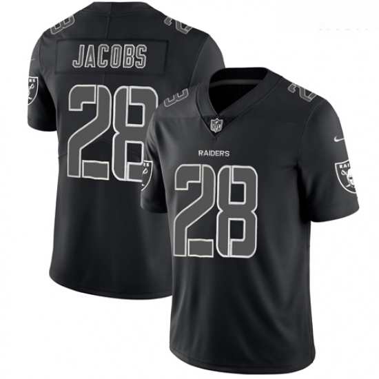 Raiders 28 Josh Jacobs Black Impact Rush Limited Jersey Raiders 28 Josh Jacobs Black Impact Rush Limited Jersey