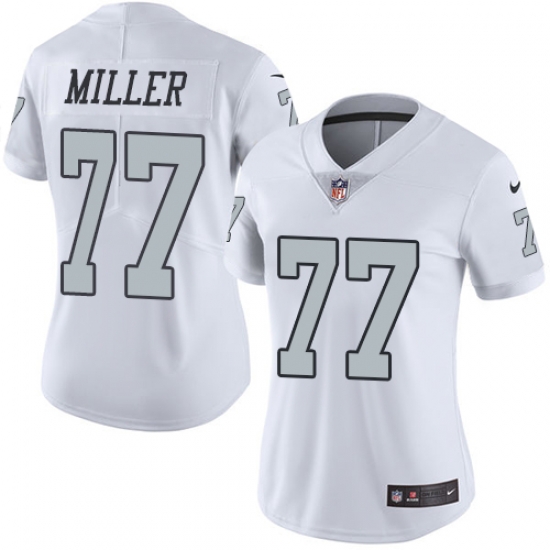 Nike Raiders #77 Kolton Miller White Womens Stitched NFL Limited Rush Jersey Nike Raiders #77 Kolton Miller White Womens Stitched NFL Limited Rush Jersey