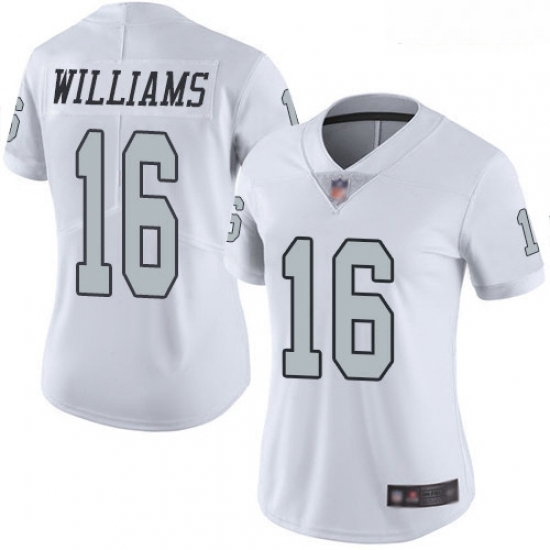 Raiders #16 Tyrell Williams White Women Stitched Football Limited Rush Jersey Raiders #16 Tyrell Williams White Women Stitched Football Limited Rush Jersey