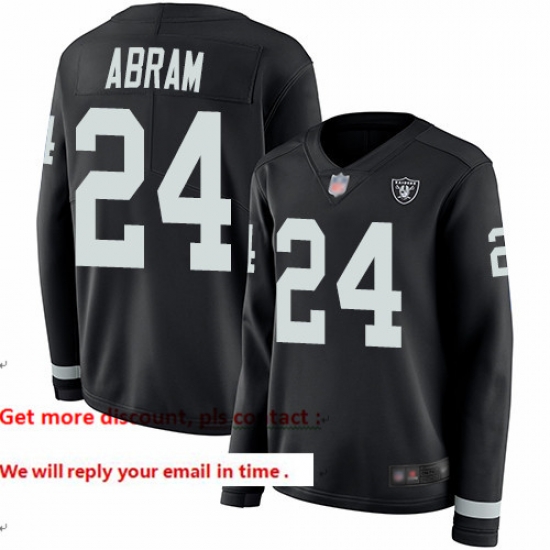 Raiders 24 Johnathan Abram Black Team Color Women Stitched Football Limited Therma Long Sleeve Jersey Raiders 24 Johnathan Abram Black Team Color Women Stitched Football Limited Therma Long Sleeve Jersey