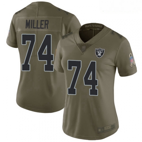 Raiders #74 Kolton Miller Olive Women Stitched Football Limited 2017 Salute to Service Jersey Raiders #74 Kolton Miller Olive Women Stitched Football Limited 2017 Salute to Service Jersey