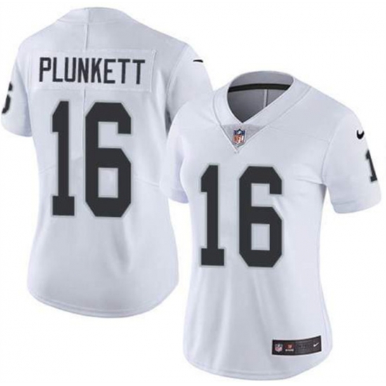 Women Las Vegas Raiders 16 Jim Plunkett White Vapor Untouchable Limited Stitched Jersey Women Las Vegas Raiders 16 Jim Plunkett White Vapor Untouchable Limited Stitched Jersey