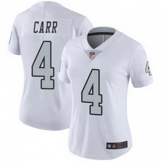 Women Las Vegas Raiders 4 Derek Carr White Color Rush Limited Jersey Women Las Vegas Raiders 4 Derek Carr White Color Rush Limited Jersey