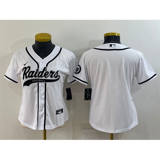Women Las Vegas Raiders Blank White With Patch Cool Base Stitched Baseball Jersey Women Las Vegas Raiders Blank White With Patch Cool Base Stitched Baseball Jersey