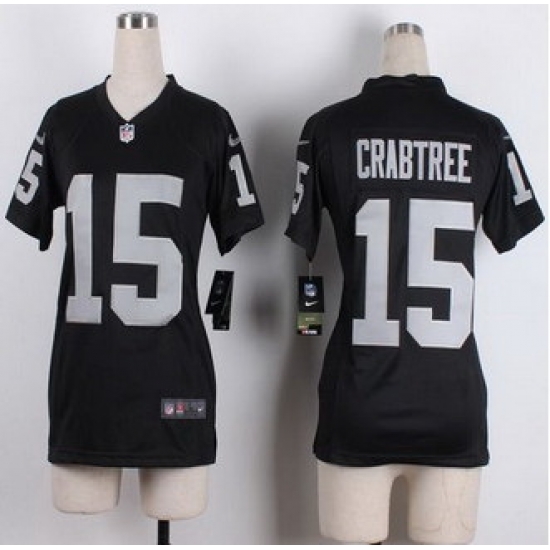 Women Nike Raiders #15 Michael Crabtree Black Team Color Stitched NFL Elite jersey Women Nike Raiders #15 Michael Crabtree Black Team Color Stitched NFL Elite jersey