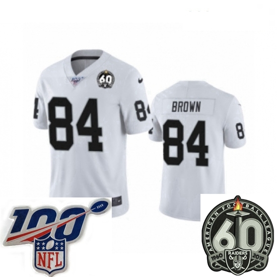 Women Oakland Raiders #84 Antonio Brown White 60th Anniversary Vapor Untouchable Limited Player 100th Season Football Jersey Women Oakland Raiders #84 Antonio Brown White 60th Anniversary Vapor Untouchable Limited Player 100th Season Football Jersey