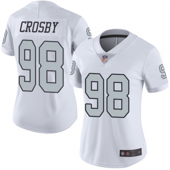 Women Raiders 98 Maxx Crosby White Stitched Football Limited Rush Jersey Women Raiders 98 Maxx Crosby White Stitched Football Limited Rush Jersey