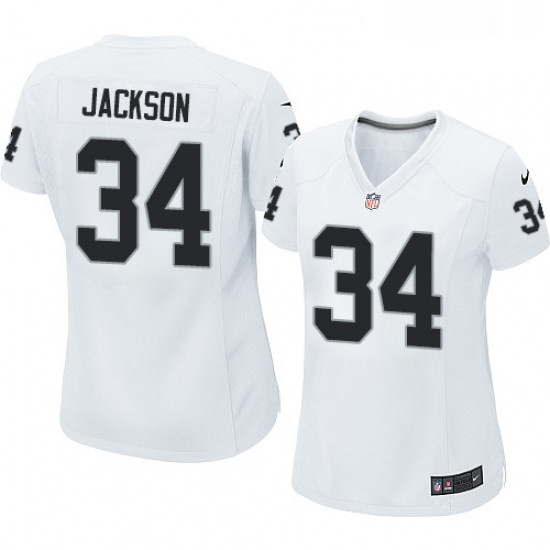 Womens Nike Oakland Raiders 34 Bo Jackson Game White NFL Jersey Womens Nike Oakland Raiders 34 Bo Jackson Game White NFL Jersey