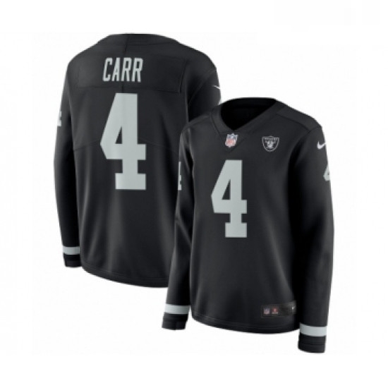 Womens Nike Oakland Raiders 4 Derek Carr Limited Black Therma Long Sleeve NFL Jersey Womens Nike Oakland Raiders 4 Derek Carr Limited Black Therma Long Sleeve NFL Jersey