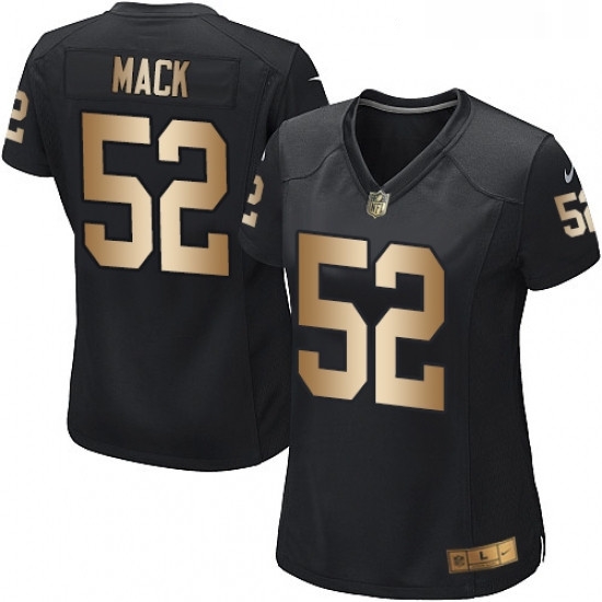 Womens Nike Oakland Raiders 52 Khalil Mack Elite BlackGold Team Color NFL Jersey Womens Nike Oakland Raiders 52 Khalil Mack Elite BlackGold Team Color NFL Jersey