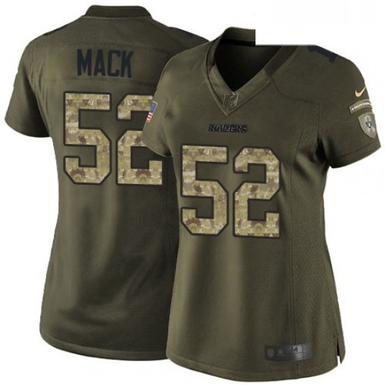 Womens Nike Oakland Raiders 52 Khalil Mack Elite Green Salute to Service NFL Jersey Womens Nike Oakland Raiders 52 Khalil Mack Elite Green Salute to Service NFL Jersey