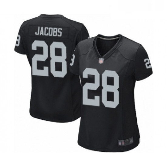 Womens Oakland Raiders 28 Josh Jacobs Game Black Team Color Football Jersey Womens Oakland Raiders 28 Josh Jacobs Game Black Team Color Football Jersey