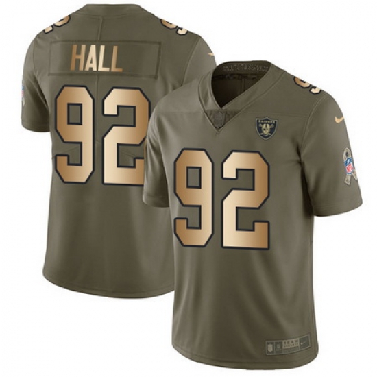 Nike Raiders #92 P J Hall Olive Gold Youth Stitched NFL Limited 2017 Salute to Service Jersey Nike Raiders #92 P J Hall Olive Gold Youth Stitched NFL Limited 2017 Salute to Service Jersey