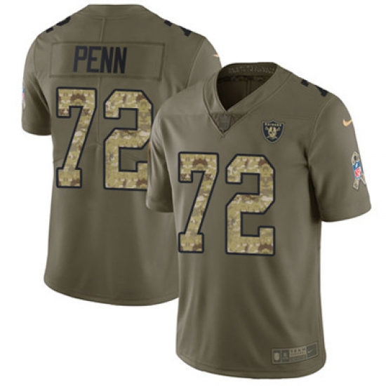 Youth Nike Raiders #72 Donald Penn Olive Camo Stitched NFL Limited 2017 Salute to Service Jersey Youth Nike Raiders #72 Donald Penn Olive Camo Stitched NFL Limited 2017 Salute to Service Jersey