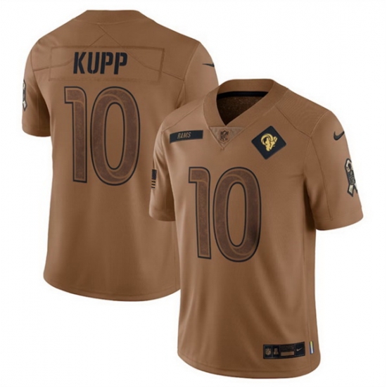 Men Los Angeles Rams 10 Cooper Kupp 2023 Brown Salute To Service Limited Stitched Football Jersey