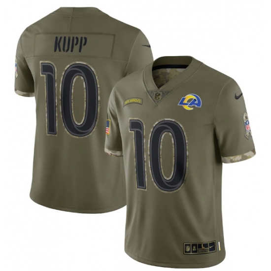 Men Los Angeles Rams 10 Cooper Kupp Olive 2022 Salute To Service Limited Stitched Jersey Men Los Angeles Rams 10 Cooper Kupp Olive 2022 Salute To Service Limited Stitched Jersey