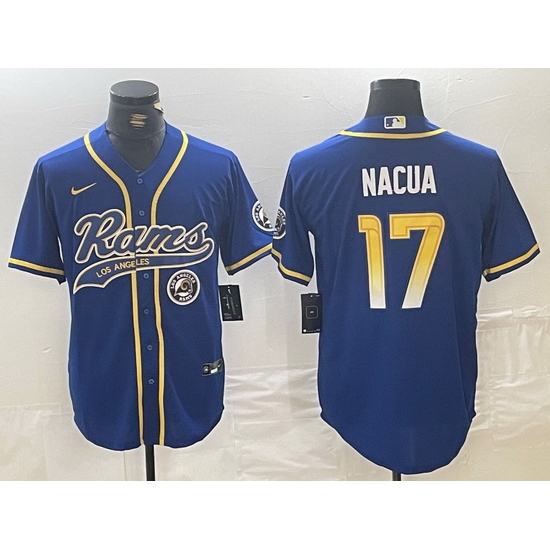 Men Los Angeles Rams 17 Puka Nacua Royal Cool Base Stitched Baseball Jersey 3 Men Los Angeles Rams 17 Puka Nacua Royal Cool Base Stitched Baseball Jersey 3