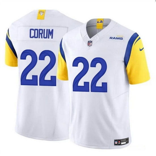 Men Los Angeles Rams 22 Blake Corum White 2024 Draft F U S E Vapor Untouchable Stitched Football Jersey Men Los Angeles Rams 22 Blake Corum White 2024 Draft F U S E Vapor Untouchable Stitched Football Jersey