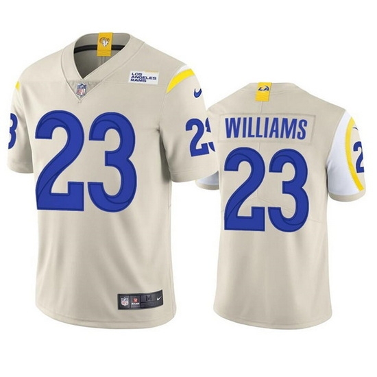 Men Los Angeles Rams 23 Kyren Williams Bone Vapor Untouchable Limited Stitched Football Jersey Men Los Angeles Rams 23 Kyren Williams Bone Vapor Untouchable Limited Stitched Football Jersey