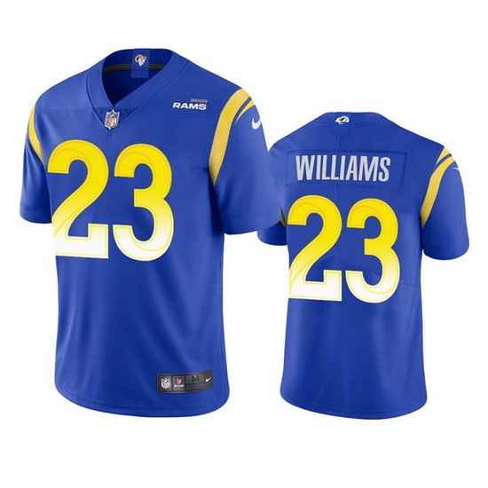 Men Los Angeles Rams 23 Kyren Williams Royal Vapor Untouchable Limited Stitched Football Jersey Men Los Angeles Rams 23 Kyren Williams Royal Vapor Untouchable Limited Stitched Football Jersey