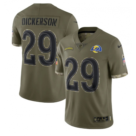 Men Los Angeles Rams 29 Eric Dickerson Olive 2022 Salute To Service Limited Stitched Jersey Men Los Angeles Rams 29 Eric Dickerson Olive 2022 Salute To Service Limited Stitched Jersey