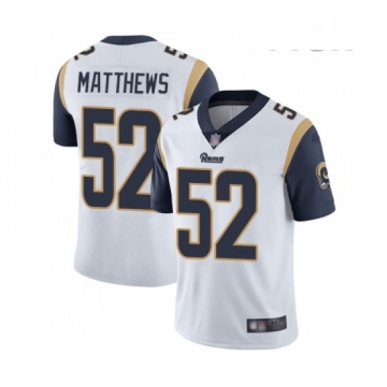 Men Los Angeles Rams 52 Clay Matthews White Vapor Untouchable Limited Player Football Jersey Men Los Angeles Rams 52 Clay Matthews White Vapor Untouchable Limited Player Football Jersey