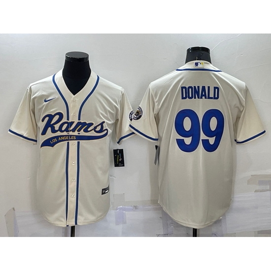 Men Los Angeles Rams 99 Aaron Donald Bone Cool Base Stitched Baseball Jersey Men Los Angeles Rams 99 Aaron Donald Bone Cool Base Stitched Baseball Jersey
