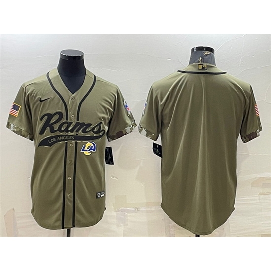 Men Los Angeles Rams Blank Olive Salute To Service Cool Base Stitched Baseball Jersey Men Los Angeles Rams Blank Olive Salute To Service Cool Base Stitched Baseball Jersey