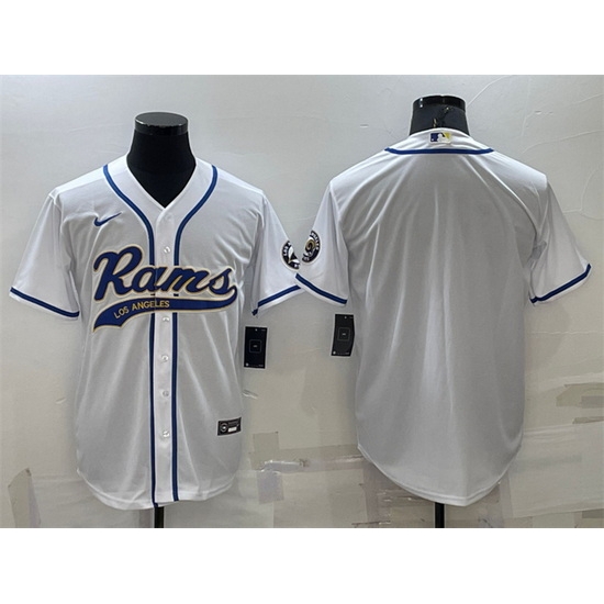 Men Los Angeles Rams Blank White With Patch Cool Base Stitched Baseb Men Los Angeles Rams Blank White With Patch Cool Base Stitched Baseb