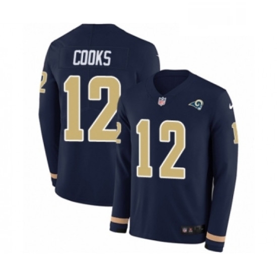 Men Nike Los Angeles Rams 12 Brandin Cooks Limited Navy Blue Therma Long Sleeve NFL Jersey Men Nike Los Angeles Rams 12 Brandin Cooks Limited Navy Blue Therma Long Sleeve NFL Jersey
