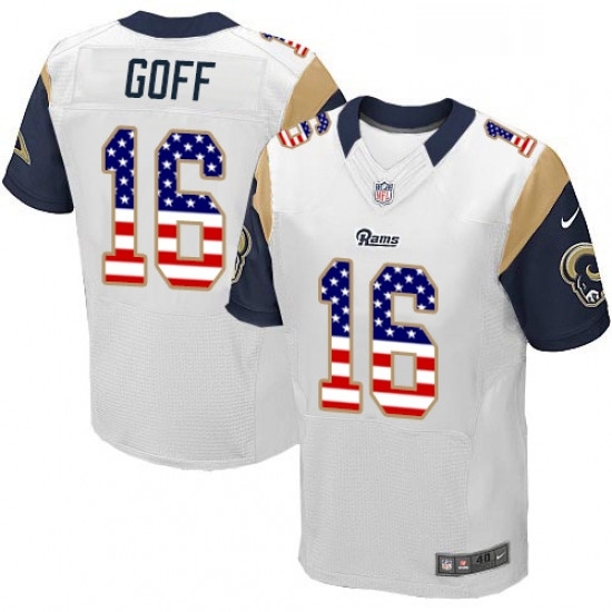 Men Nike Los Angeles Rams 16 Jared Goff Elite White Road USA Flag Fashion NFL Jersey Men Nike Los Angeles Rams 16 Jared Goff Elite White Road USA Flag Fashion NFL Jersey