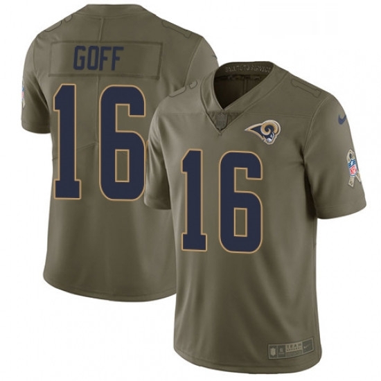 Men Nike Los Angeles Rams 16 Jared Goff Limited Olive 2017 Salute to Service NFL Jersey Men Nike Los Angeles Rams 16 Jared Goff Limited Olive 2017 Salute to Service NFL Jersey