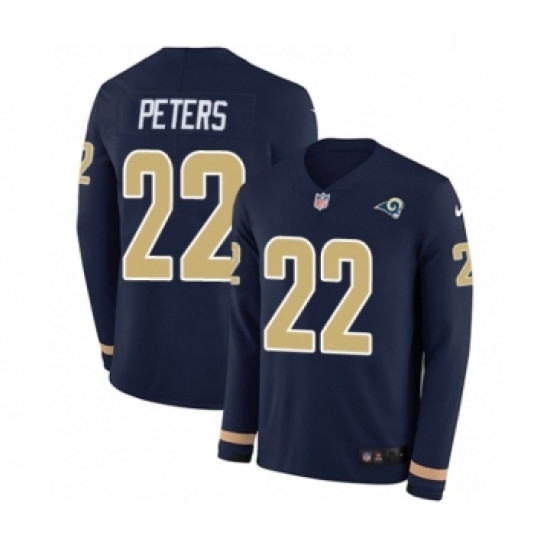 Men Nike Los Angeles Rams 22 Marcus Peters Limited Navy Blue Therma Long Sleeve NFL Jersey Men Nike Los Angeles Rams 22 Marcus Peters Limited Navy Blue Therma Long Sleeve NFL Jersey