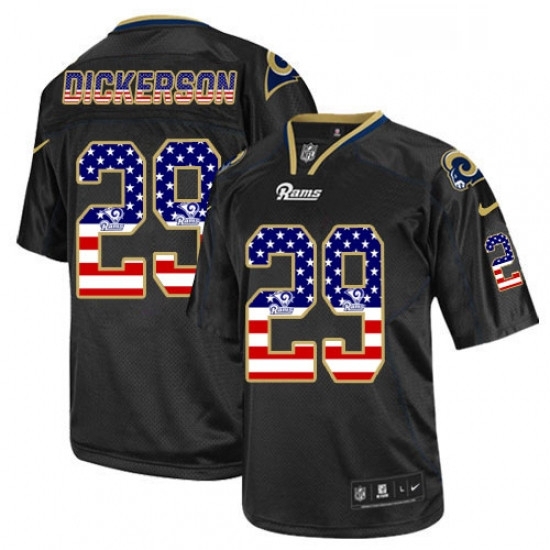 Men Nike Los Angeles Rams 29 Eric Dickerson Elite Black USA Flag Fashion NFL Jersey Men Nike Los Angeles Rams 29 Eric Dickerson Elite Black USA Flag Fashion NFL Jersey
