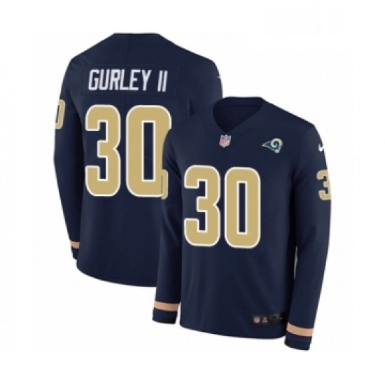Men Nike Los Angeles Rams 30 Todd Gurley Limited Navy Blue Therma Long Sleeve NFL Jersey Men Nike Los Angeles Rams 30 Todd Gurley Limited Navy Blue Therma Long Sleeve NFL Jersey