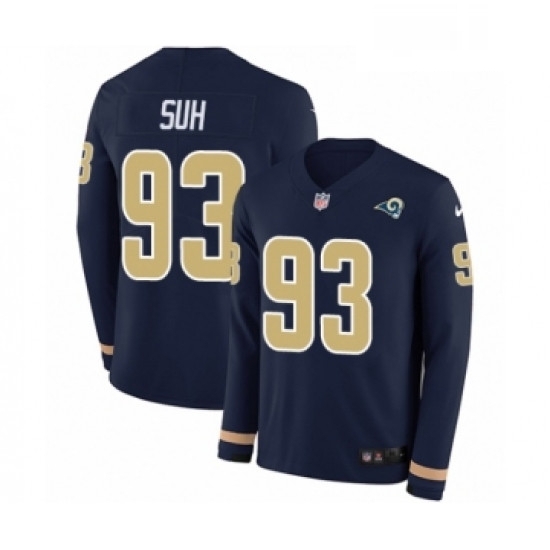 Men Nike Los Angeles Rams 93 Ndamukong Suh Limited Navy Blue Therma Long Sleeve NFL Jersey Men Nike Los Angeles Rams 93 Ndamukong Suh Limited Navy Blue Therma Long Sleeve NFL Jersey